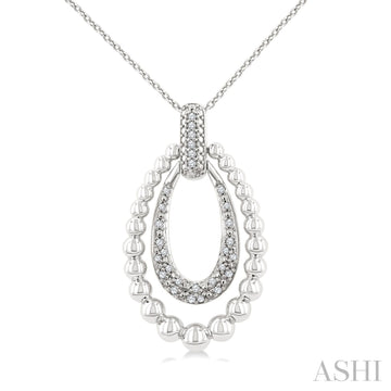Silver & Diamond Beaded Oval Necklace